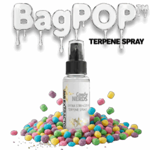 Candy Nerds terpene spray (BagPOP™) – extra-strength aroma/flavor spray bottle with candy decoration