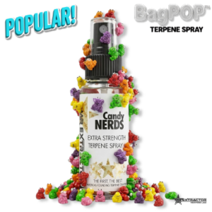 Candy Nerds terpene spray (BagPOP™) – extra-strength aroma/flavor spray bottle with candy decoration
