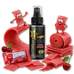Cherry Airheadz Terpene Spray with tangy cherry taffy-candy flavor for flower