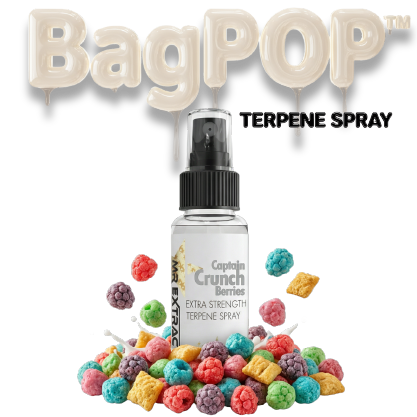 Captain Crunch Berries terpene spray (BagPOP™) — extra-strength aroma/flavor spray bottle with crunchy berry cereal decoration