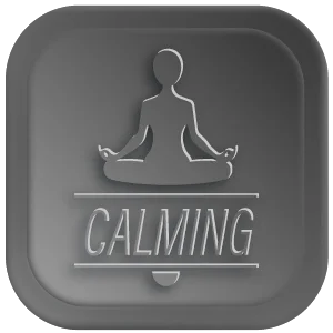 Calming terpenes section icon with meditation figure representing peaceful and mellow terpene profile options