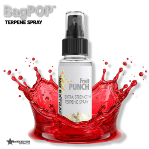 Fruit Punch BagPOP Terpene Spray bottle with mixed fruit slices and punch splash