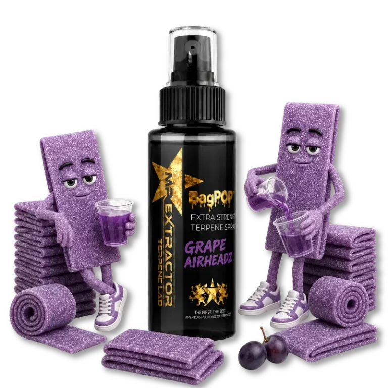 Grape Airheadz Terpene Spray with bold grape taffy flavor for flower
