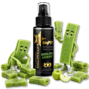 Green Apple Airheadz Terpene Spray with sweet and tangy apple-taffy flavor for flower