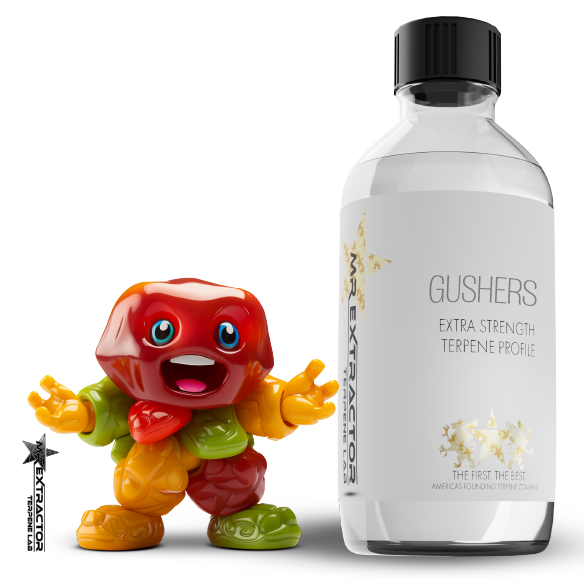 Unleash a juicy explosion with Mr Extractor's award-winning Gushers Terpenes. Touted as the juiciest profile of 2023, its candy-like aroma is a delightful gush of flavor.