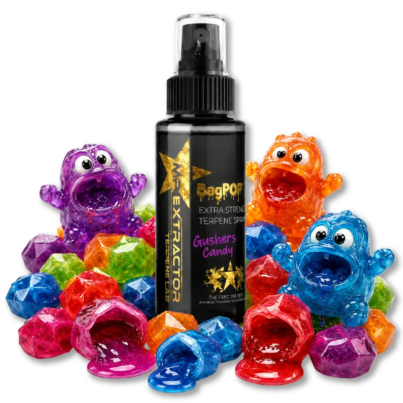 Gushers Terpene Spray by BagPop for flavored flower and pre-rolls