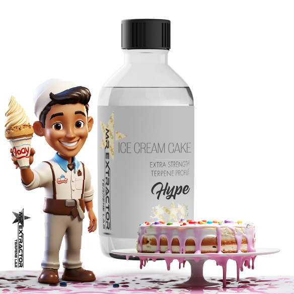 Mr Extractor's "Ice Cream Cake" Terpenes: A botanical blend exuding Wedding Cake and Gelato #33 vibes.