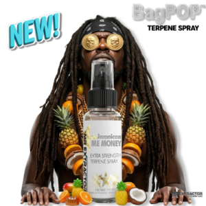 Exotic Flavored Terpene Sprays: Tropical Candy BagPOP Terpene Spray bottle with mixed tropical fruit and candy splash