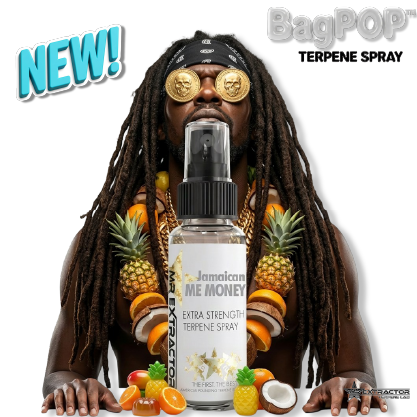 Exotic Flavored Terpene Sprays: Tropical Candy BagPOP Terpene Spray bottle with mixed tropical fruit and candy splash