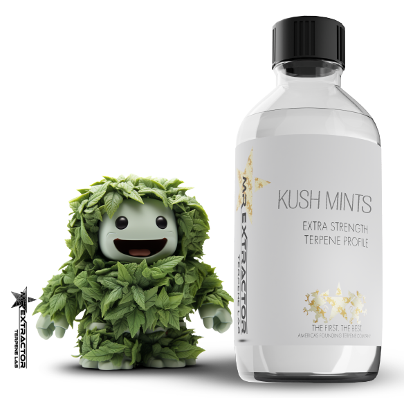 Mr Extractor’s “Kush Mints” Terpenes showcase a refreshing blend of Bubba Kush and Animal Mints.