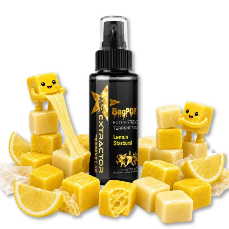 Lemon Starburstz Terpene Spray with sweet lemon fruit-chew flavor for flower