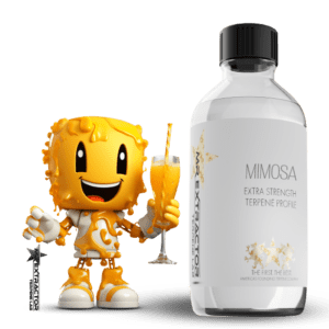 Celebrate with the bubbly essence of Mr Extractor's popular Mimosa Terpenes. Voted as the most cheerful blend in 2023, its citrusy champagne-like aroma sets the tone for delightful moments.