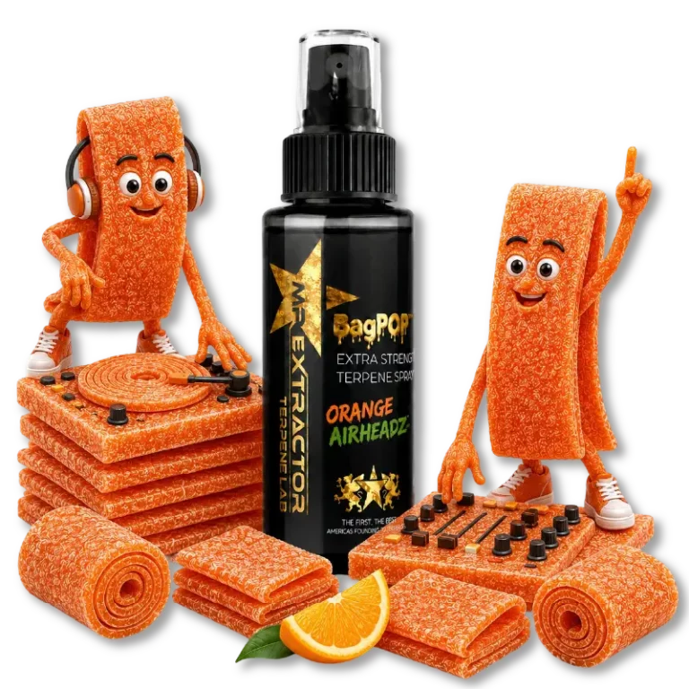 Orange Airheadz Terpene Spray with sweet and tangy orange taffy flavor for flower