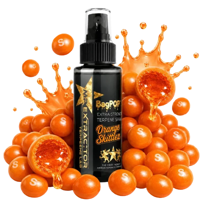 Orange Zkittles Terpene Spray with sweet citrus candy flavor for flower