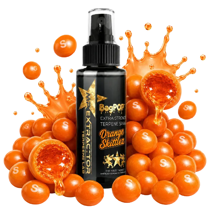 Orange Zkittles Terpene Spray with sweet citrus candy flavor for flower