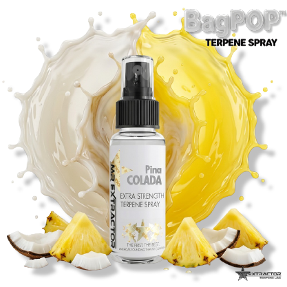 Piña Colada BagPOP Terpene Spray bottle with pineapple, coconut, and creamy tropical splash