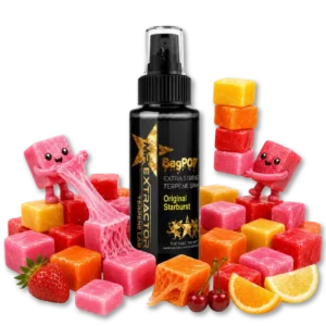 Starburstz Terpene Spray with bold chewy fruit-candy flavor for flower