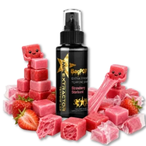 Strawberry Starburstz Terpene Spray with sweet strawberry candy flavor for flower