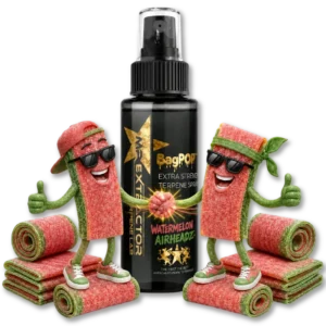 Watermelon Airheadz Terpene Spray with sweet and tangy watermelon taffy flavor for flower