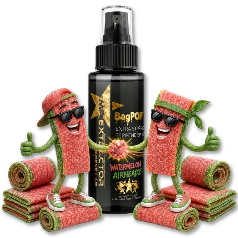 Watermelon Airheadz Terpene Spray with sweet and tangy watermelon taffy flavor for flower